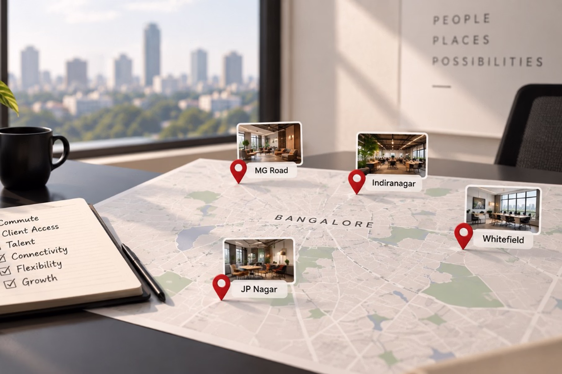 CoWorking & Managed Office Space locations in Bangalore evaluated for commute, access and growth