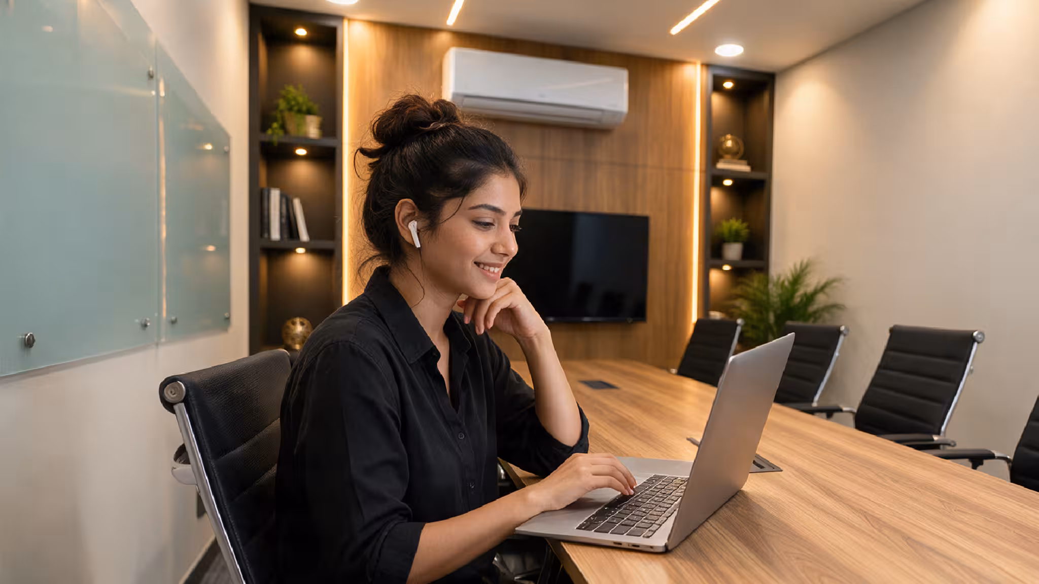 Professional coworking workspace with meeting rooms for freelancers and gig workers