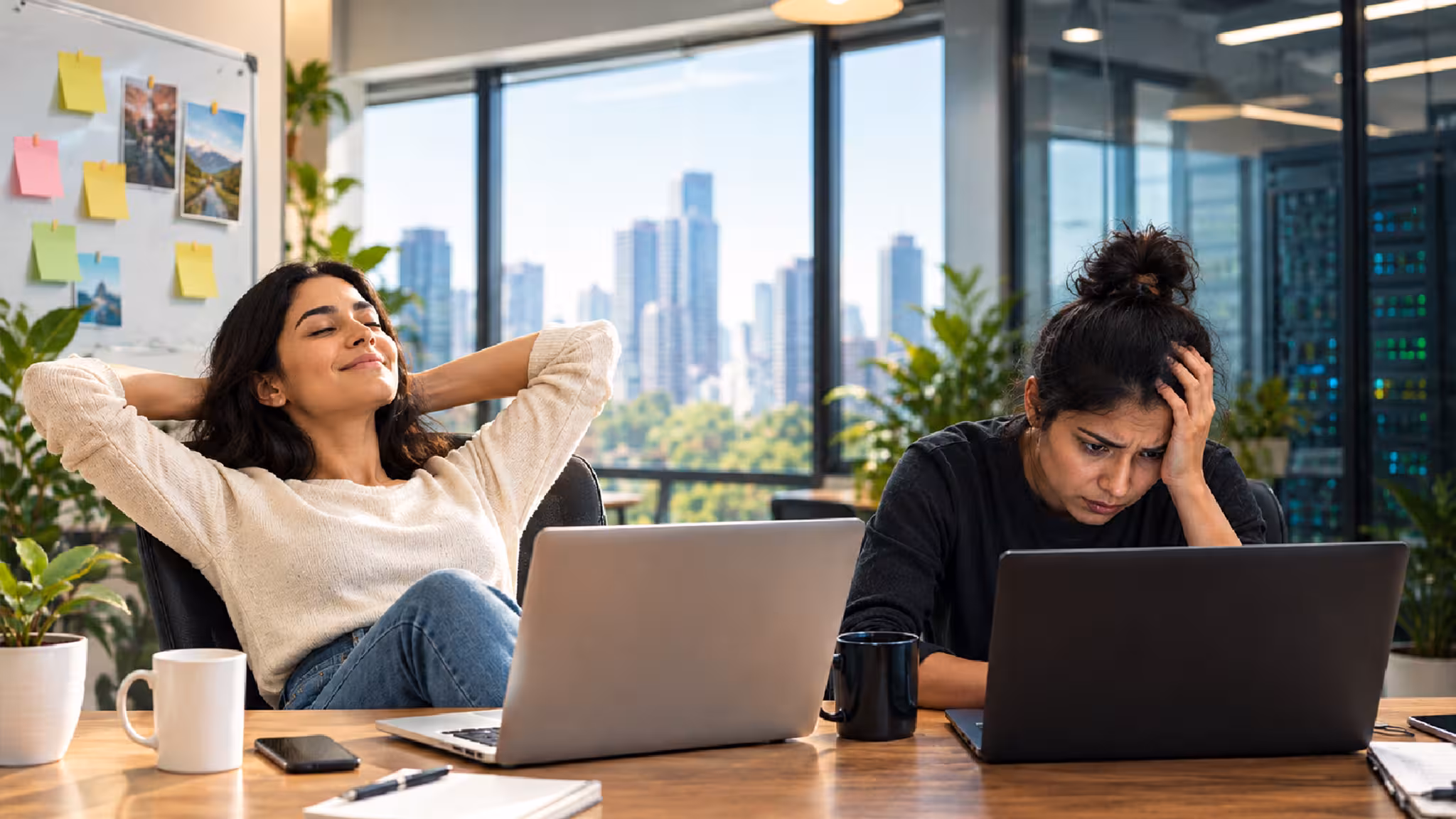 Freelancer working from a flexible coworking desk in Bangalore