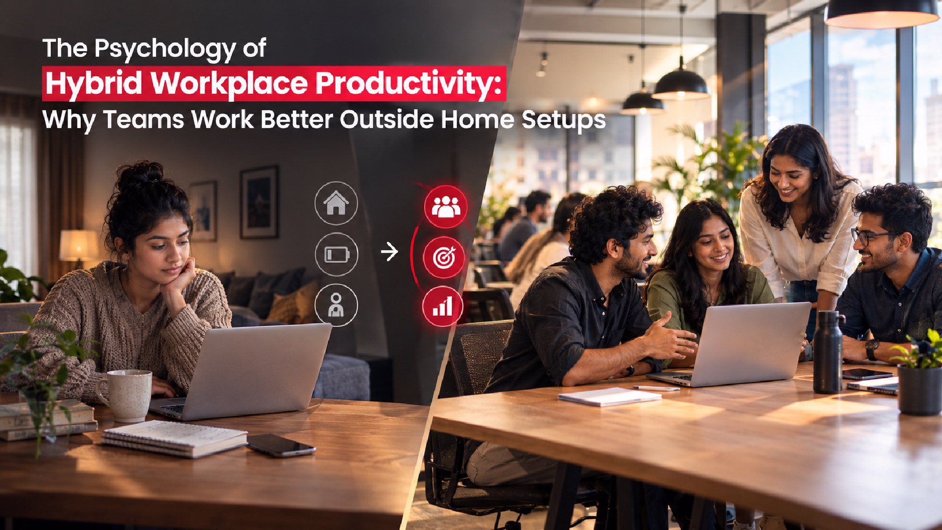 Hybrid team collaborating in a professional coworking workspace in Bangalore